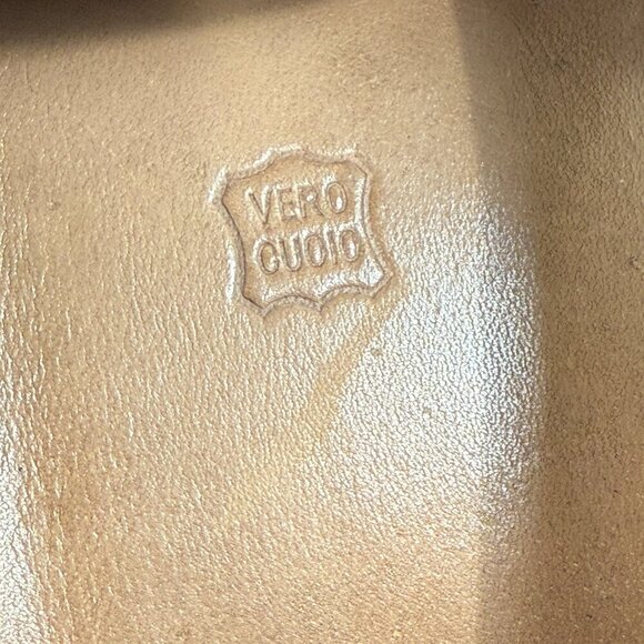 Shoe Dazzle Blue Denim Heels with Brown Strap - Picture 5 of 16